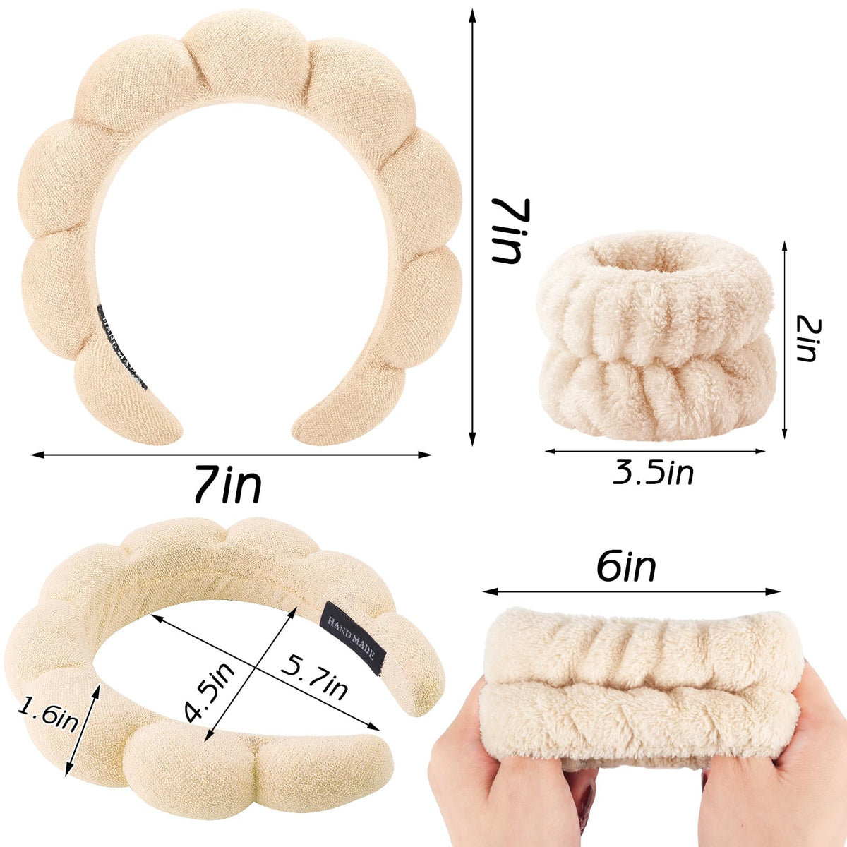 Zkptops headband beside ruler showing dimensions and easy-fit sizing