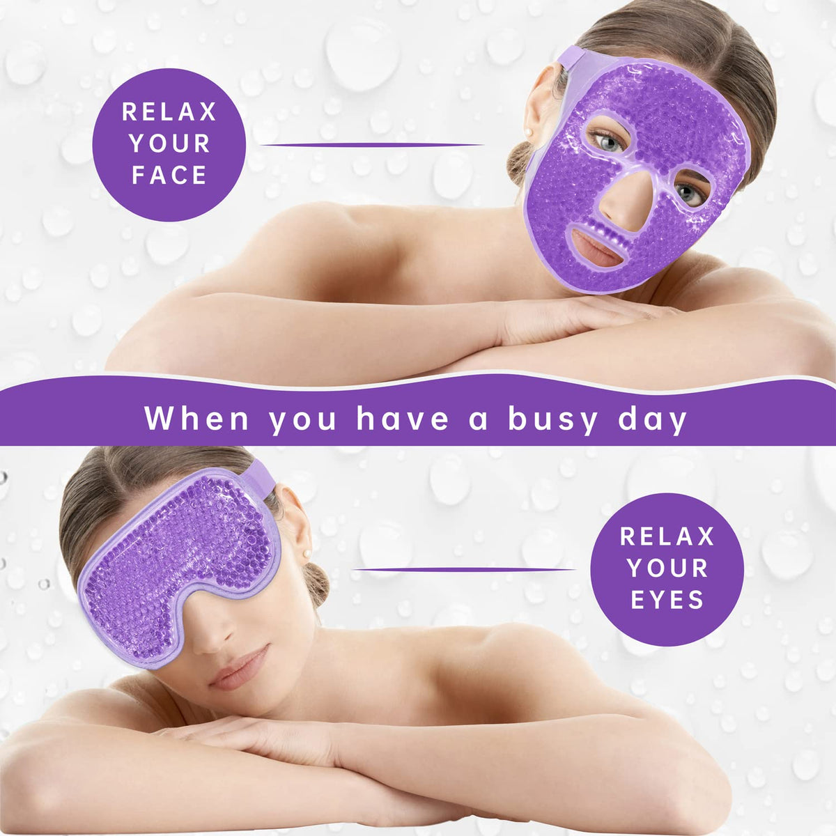 ZNÖCUETÖD eye mask in use reducing puffiness and soothing tired eyes