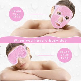 ZNÖCUETÖD eye mask worn by model easing under-eye puffiness and promoting relaxation