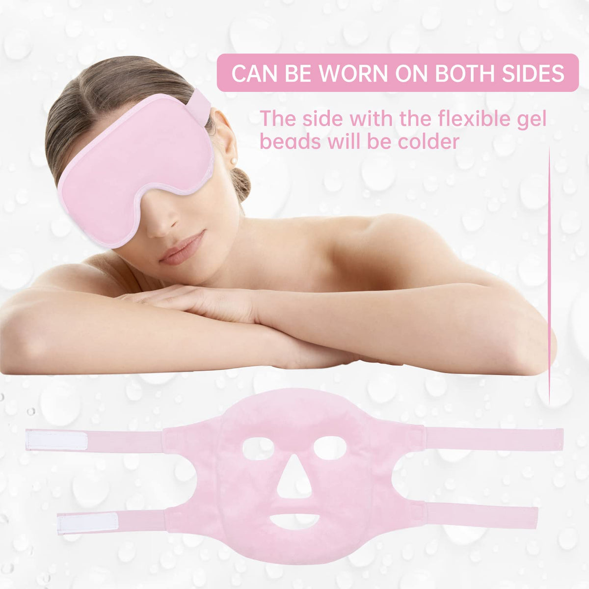 ZNÖCUETÖD face mask worn while reclining to soothe facial tension and headaches