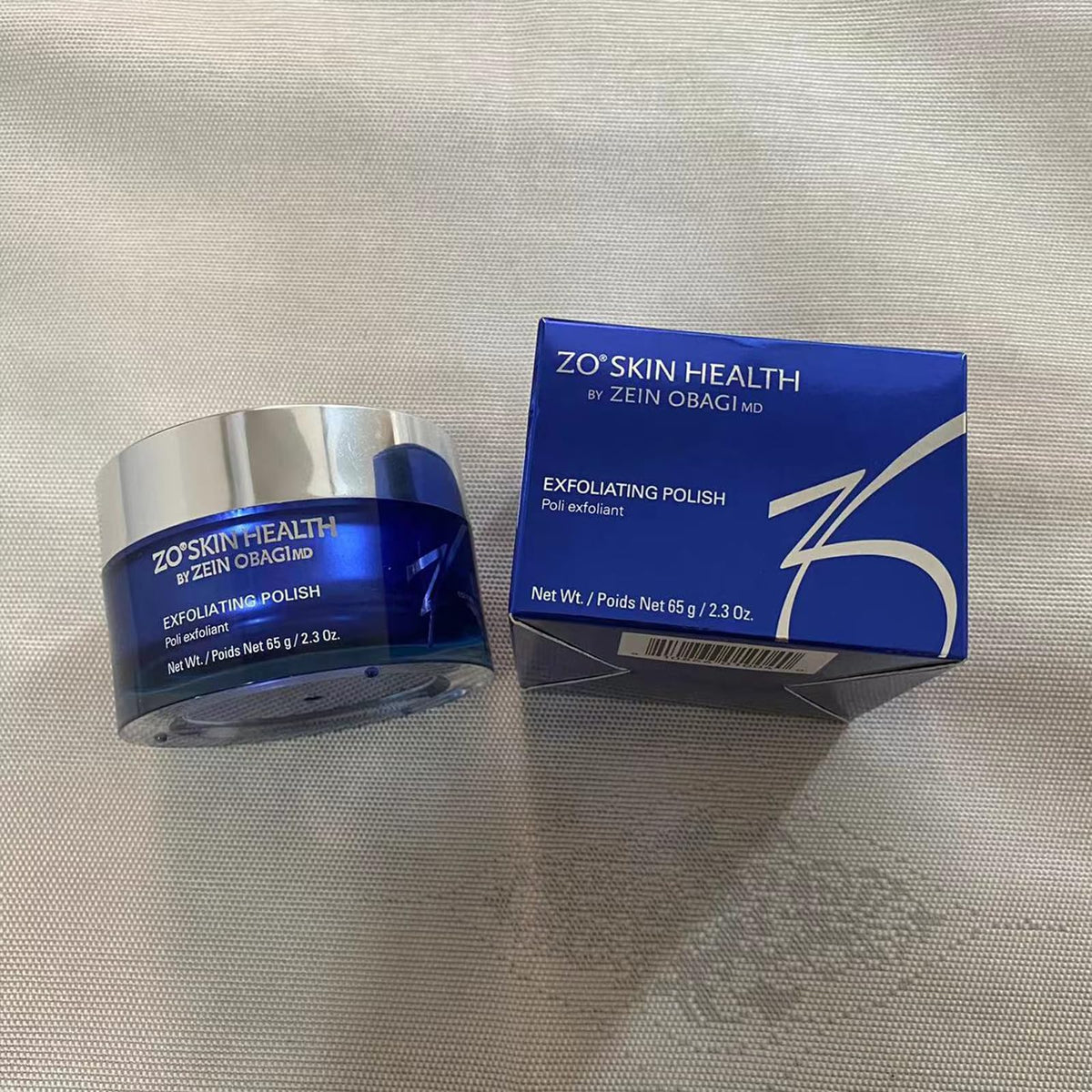 ZO-SKIN HEALTH jar on bathroom counter in lifestyle scene, suggests daily routine boost
