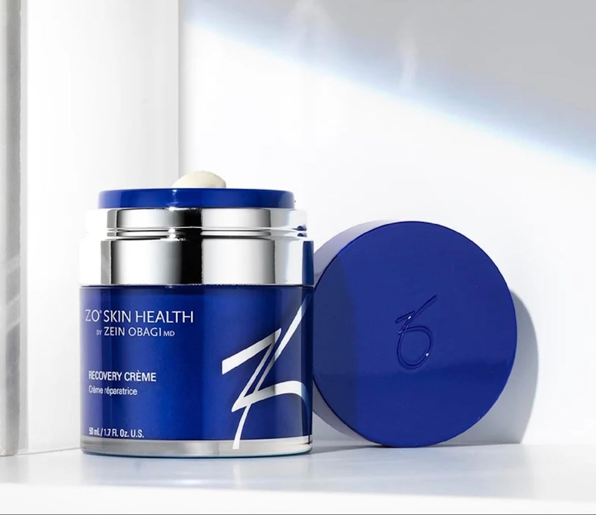 ZO Skin Health jar with label visible showing restorative barrier support benefit