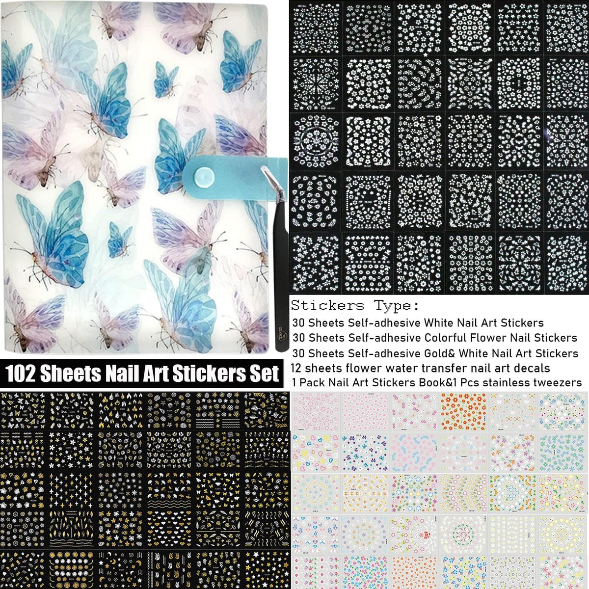 Zoance close-up of 3D rhinestone white floral stickers highlighting texture