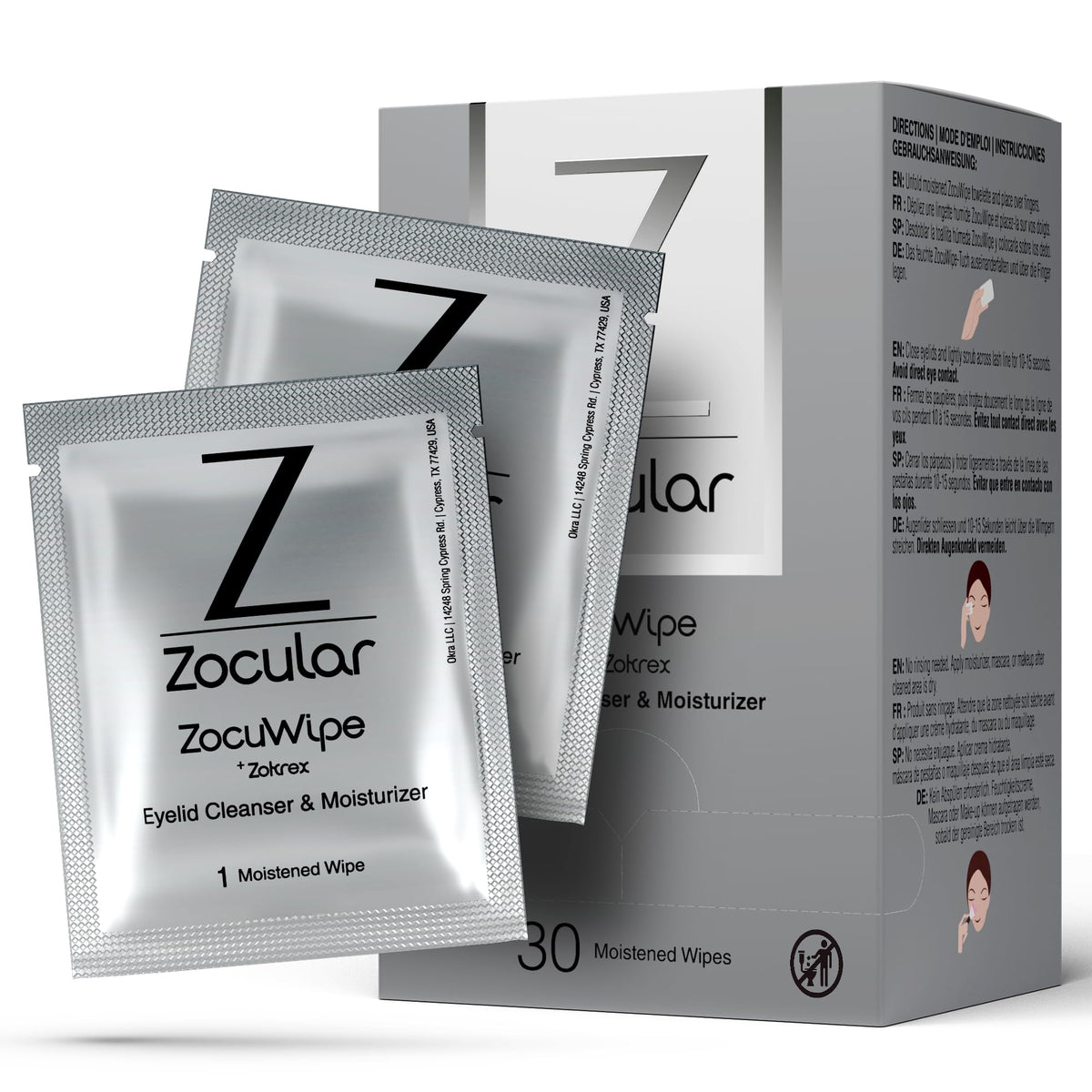 Zocular on a bathroom vanity illustrating daily eyelid hygiene routine