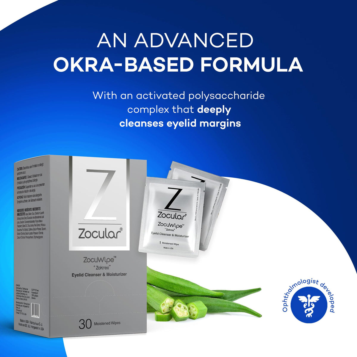 Zocular wipe close-up texture showing gentle fibers for effective cleansing