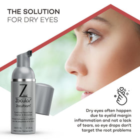 Zocular ZocuFoam 25 mL next to everyday items for scale, highlights travel-friendly size
