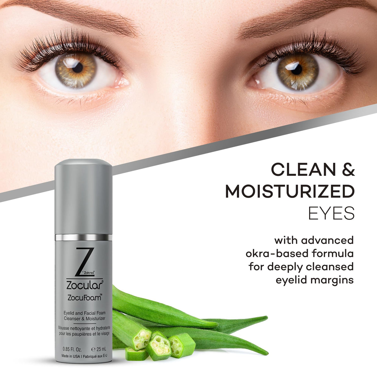 Zocular ZocuFoam on fingertip ready for application, illustrating easy precise lid margin use