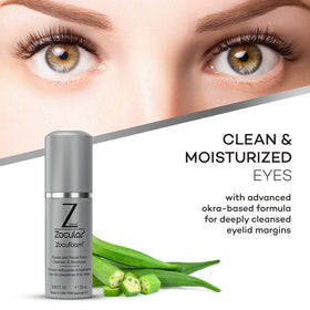 Zocular ZocuFoam on fingertip ready for application, illustrating easy precise lid margin use