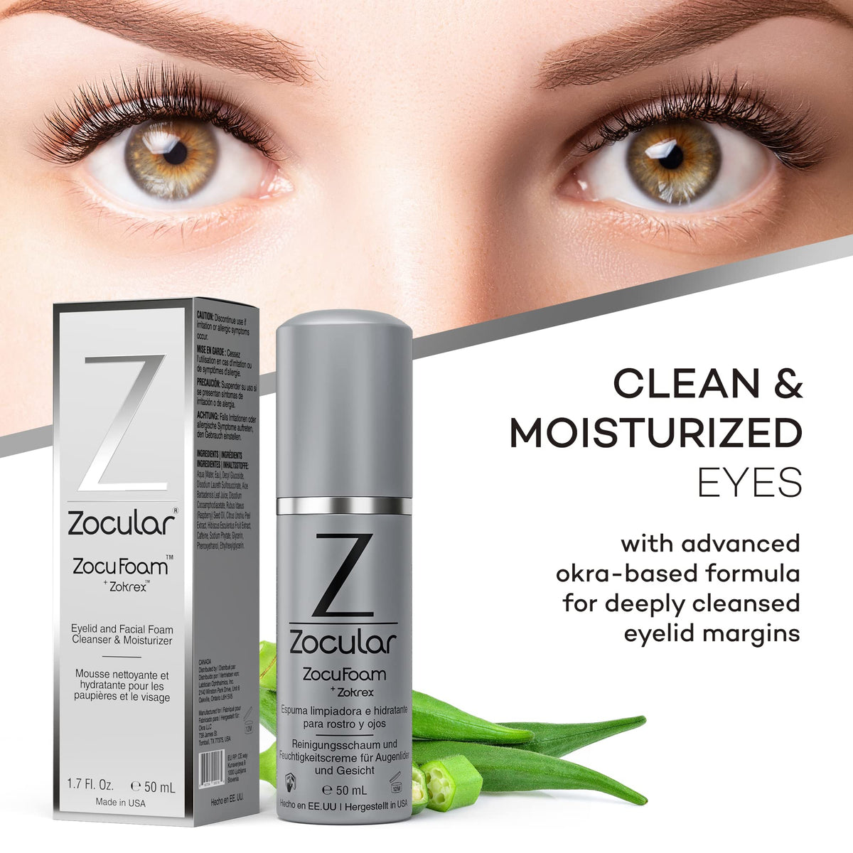 Zocular pump foam close-up demonstrating soft lather and easy dosing benefit