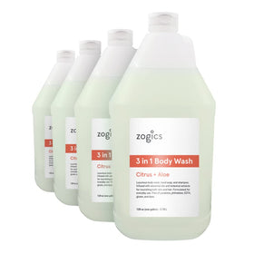 Zogics front jug label showing product benefits and scent for quick identification