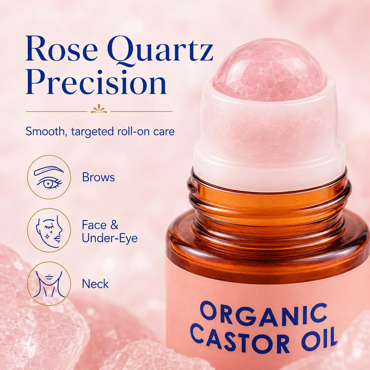 zotreval rose quartz roller head closeup demonstrating cool, soothing glide