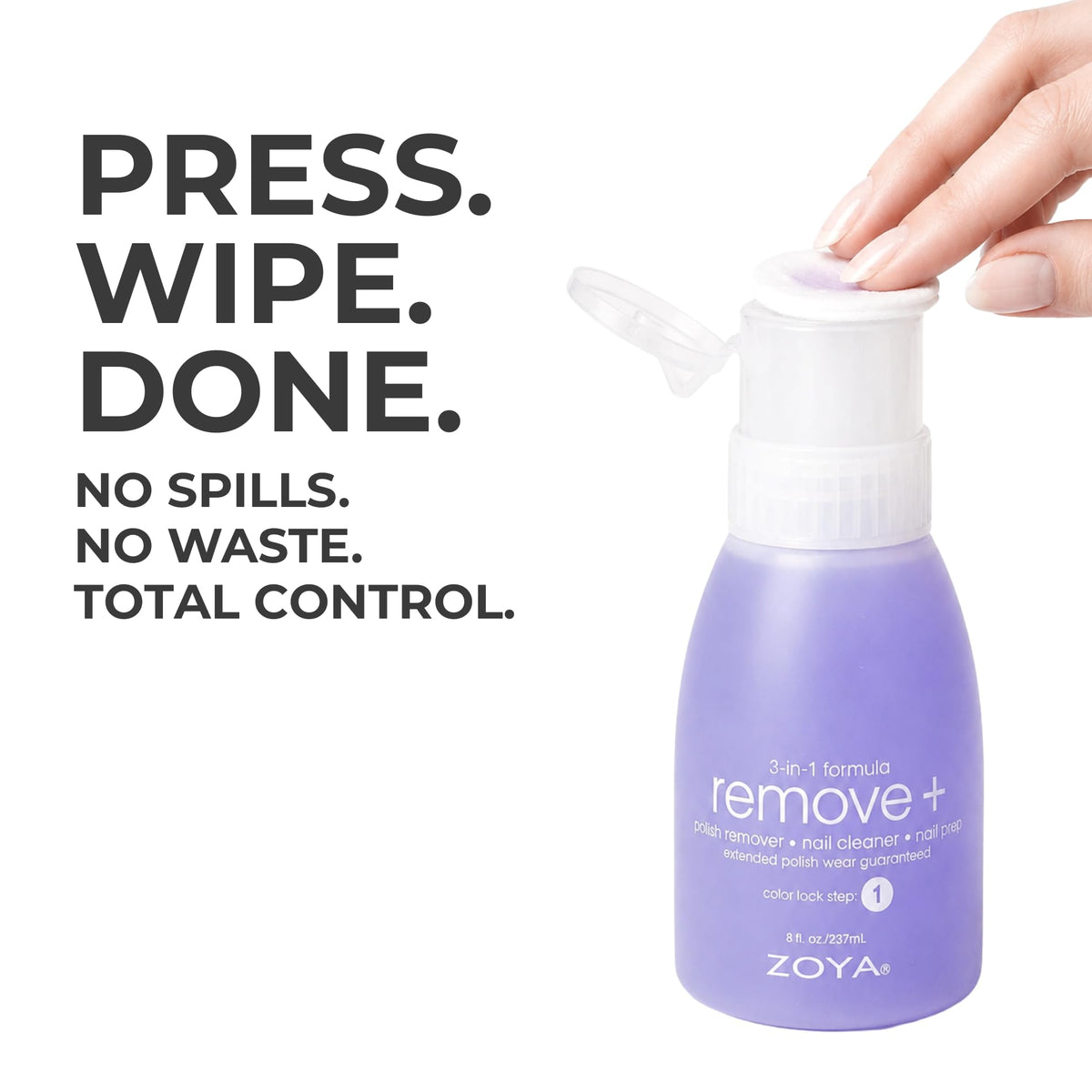 ZOYA Remove Plus on cotton pad removing polish for fast, clean results