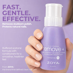 ZOYA used on hands removing color showing smoother, prepped nails
