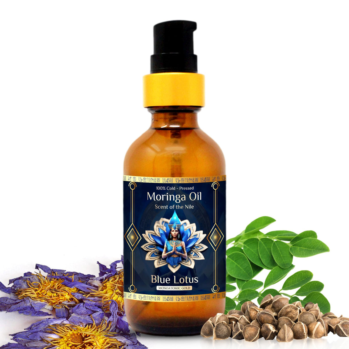 ZP.TECH bottle front view showing cold-pressed moringa oil benefits