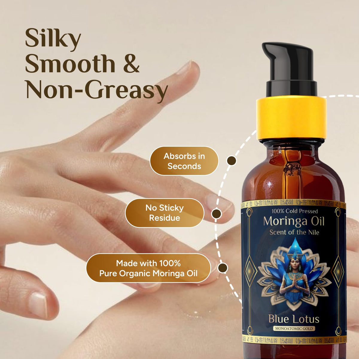 ZP.TECH oil texture close-up showing silky absorption and glow
