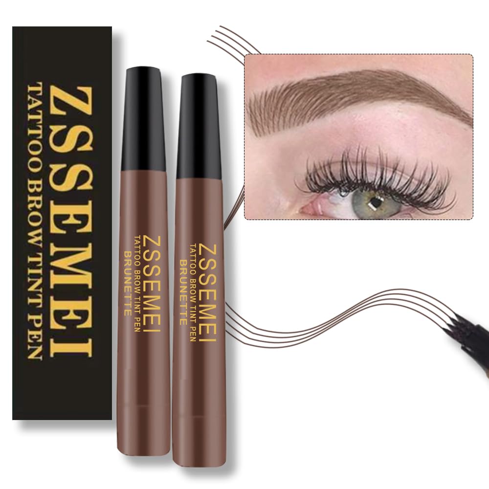 ZSSEMEI front packaging showing two-brunette eyebrow pens and benefits
