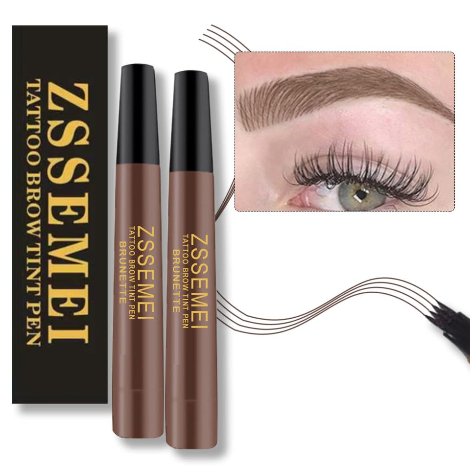 ZSSEMEI front packaging showing two-brunette eyebrow pens and benefits
