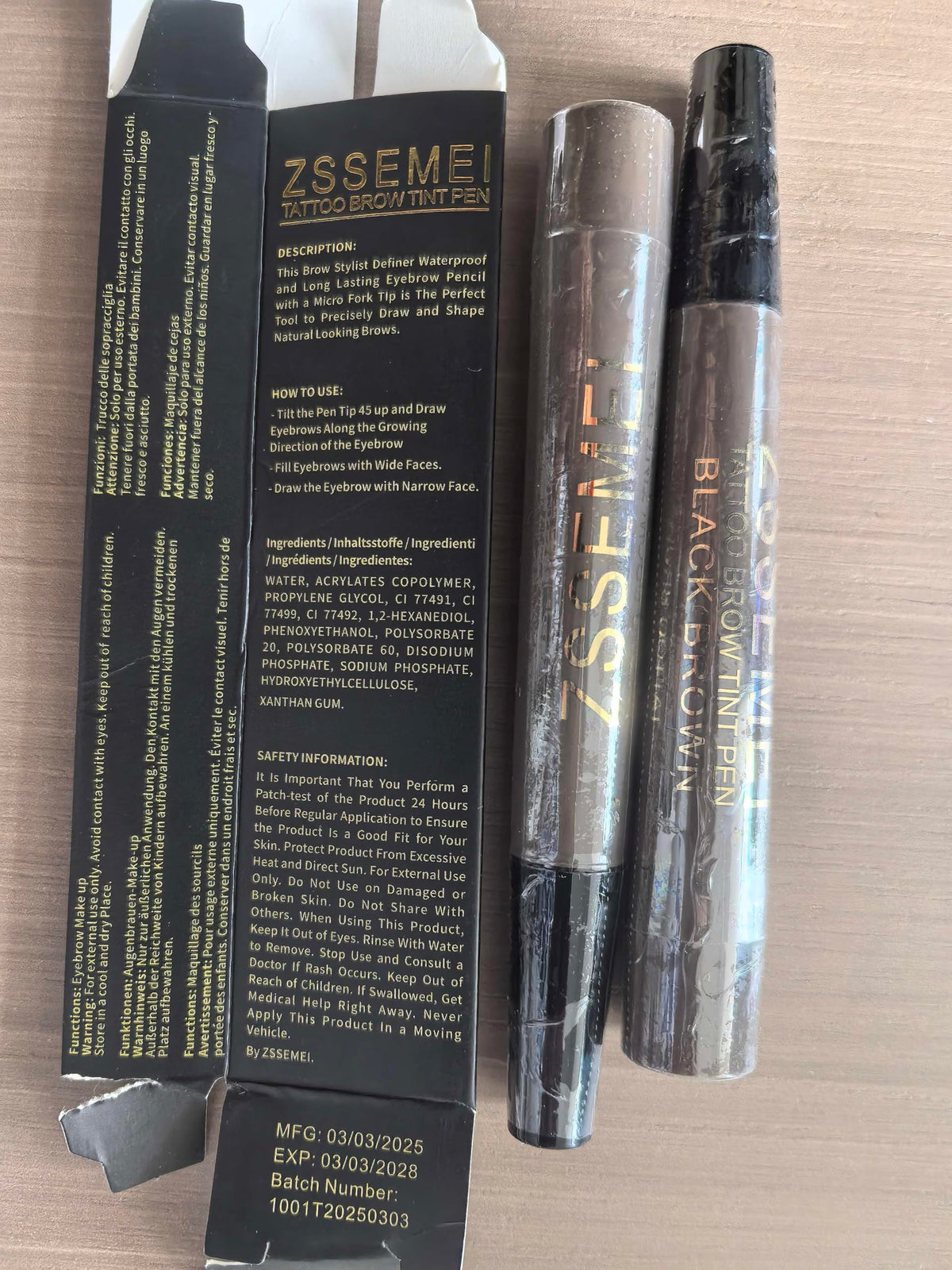 ZSSEMEI in a makeup bag for travel-ready long-lasting brows