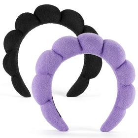 Ztomine front view of black and purple headbands showing colors and shape, keeps hair secured