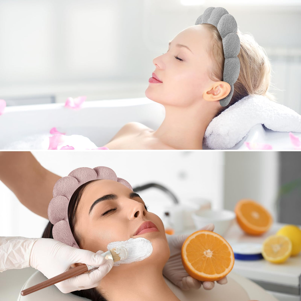 Ztomine headband used applying facial mask prevents product transfer