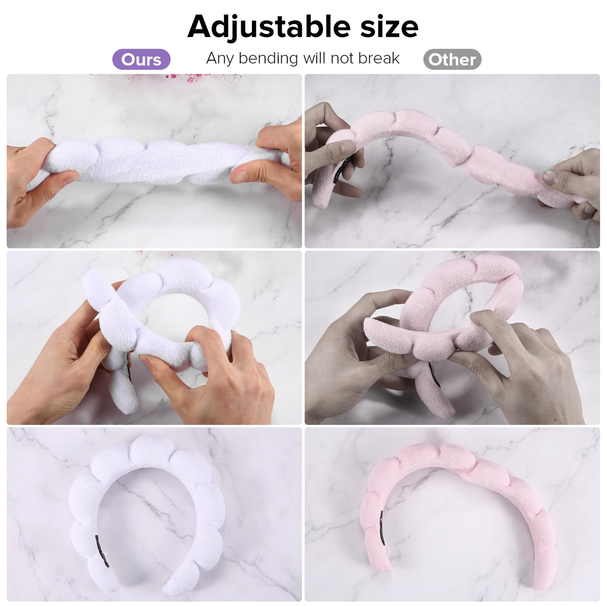Ztomine headband in use during facial wash keeping hair dry and hands free