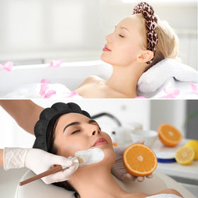 Ztomine headband in use during face washing preventing hair wetness