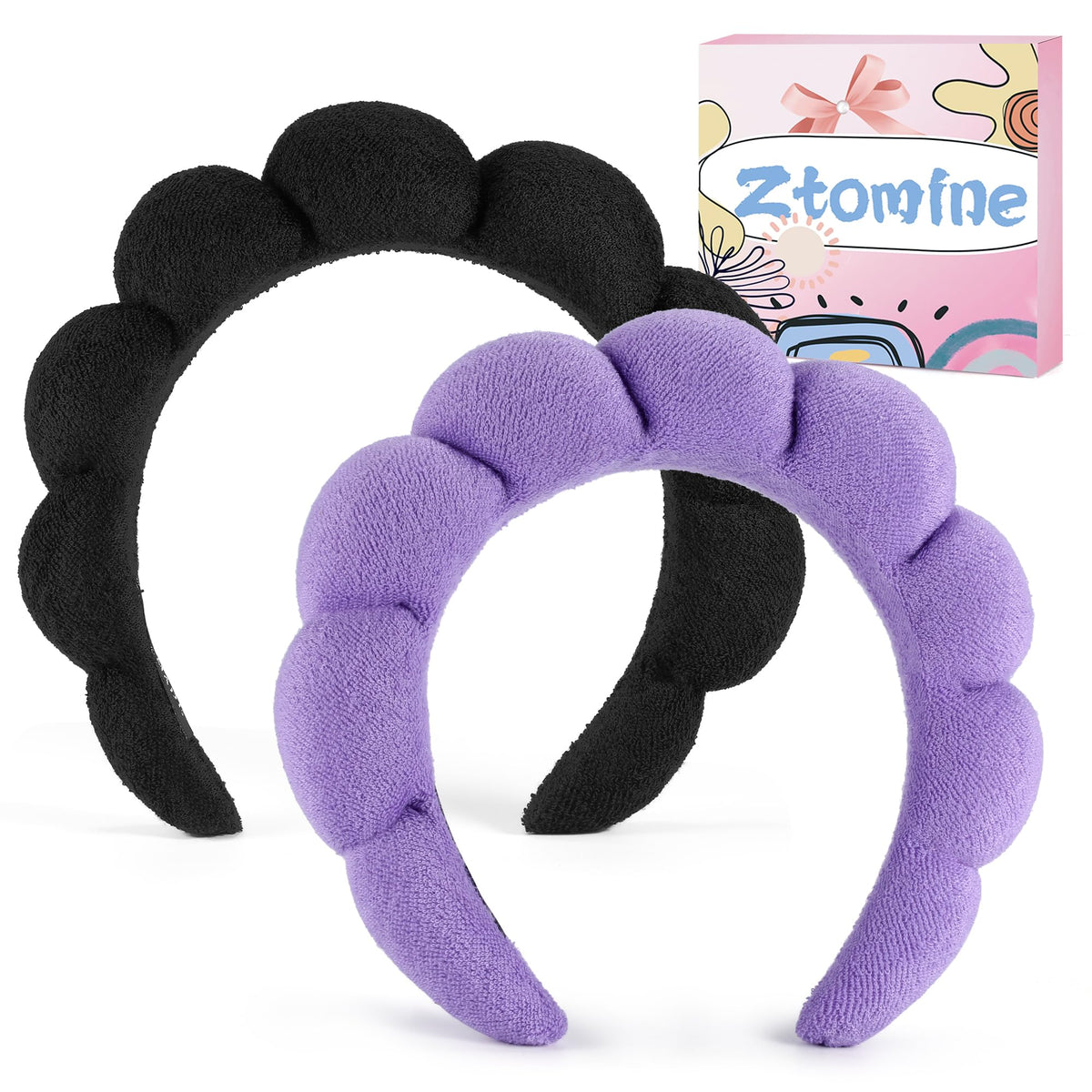 Ztomine headband styled in a spa scene with skincare products suggesting professional use