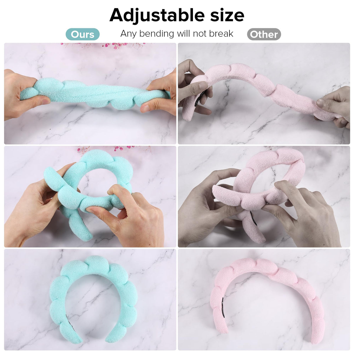 Ztomine headband held in hand to show size and comfortable scale for users