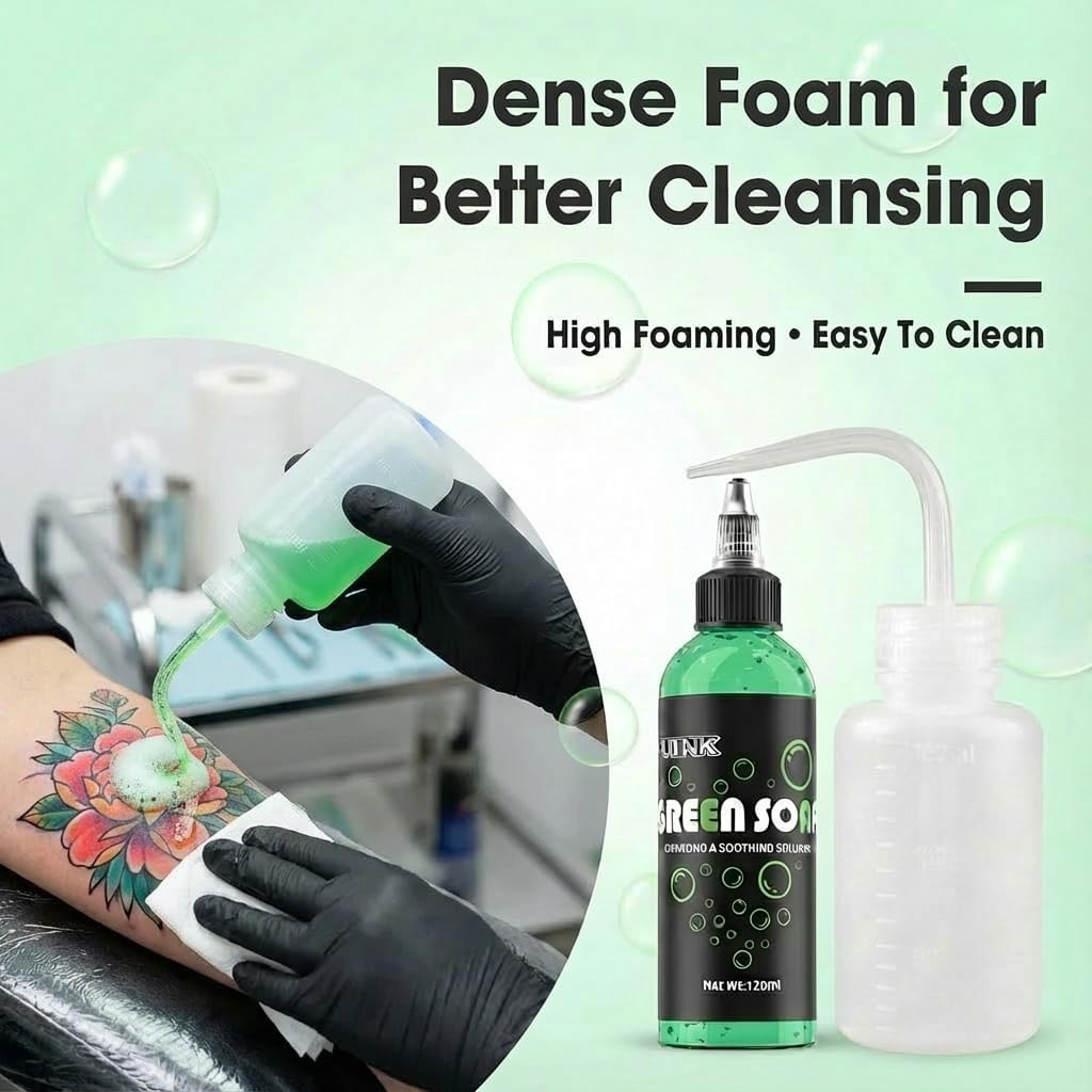 ZUFIO being applied to tattooed skin to gently clean and soothe