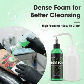 ZUFIO being applied to tattooed skin to gently clean and soothe