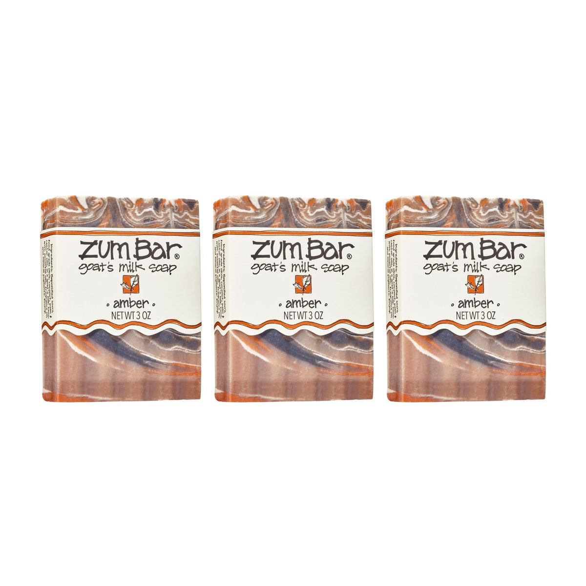 Zum Amber bar front packaging showing scent and size, highlights natural ingredients