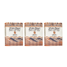 Zum Amber bar front packaging showing scent and size, highlights natural ingredients