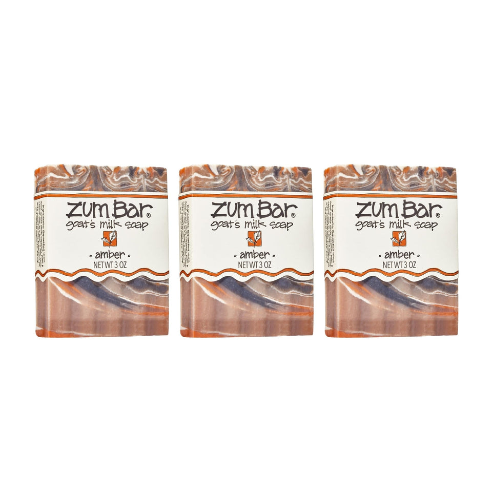 Zum Amber bar front packaging showing scent and size, highlights natural ingredients