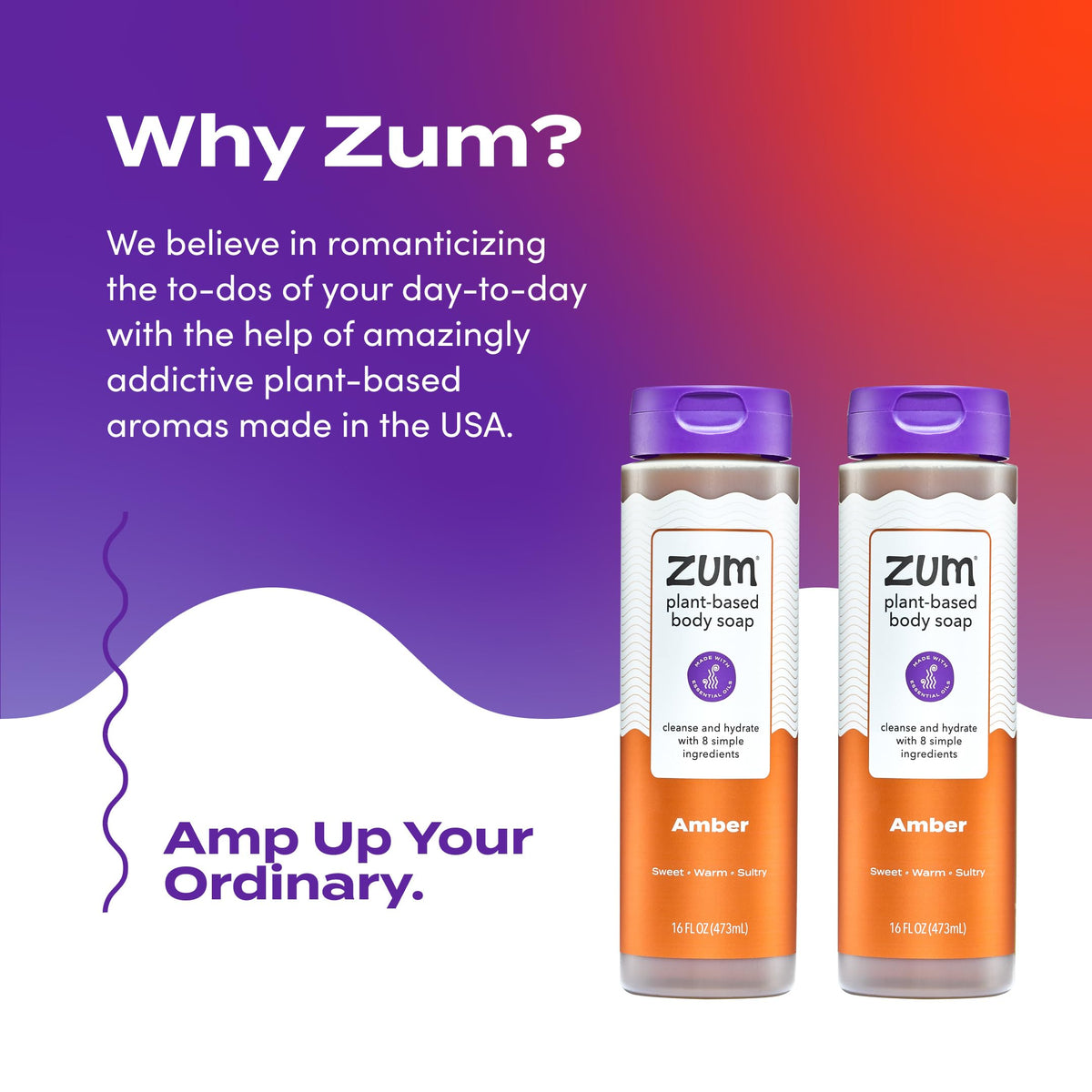 Zum Amber bottle placed on bathroom shelf for everyday routine appeal
