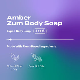 Zum Amber label close-up highlighting handcrafted plant-based ingredients