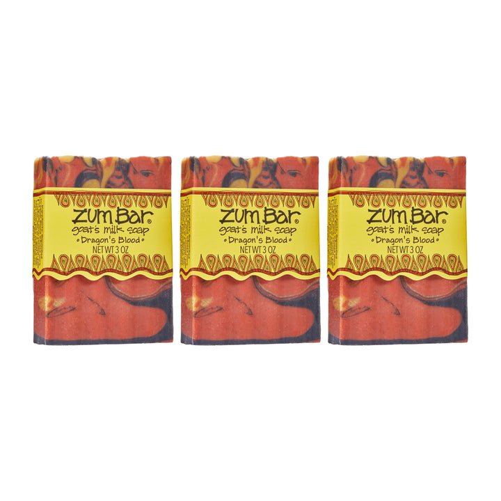 Zum Dragon's Blood front packaging showing three soap bars and branding, inviting purchase