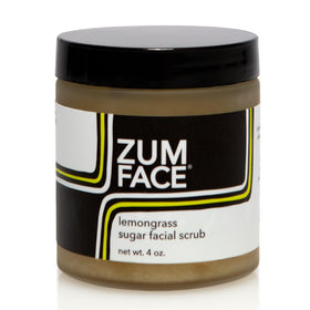 Zum front packaging showing jar and lemongrass scent for fresh exfoliation
