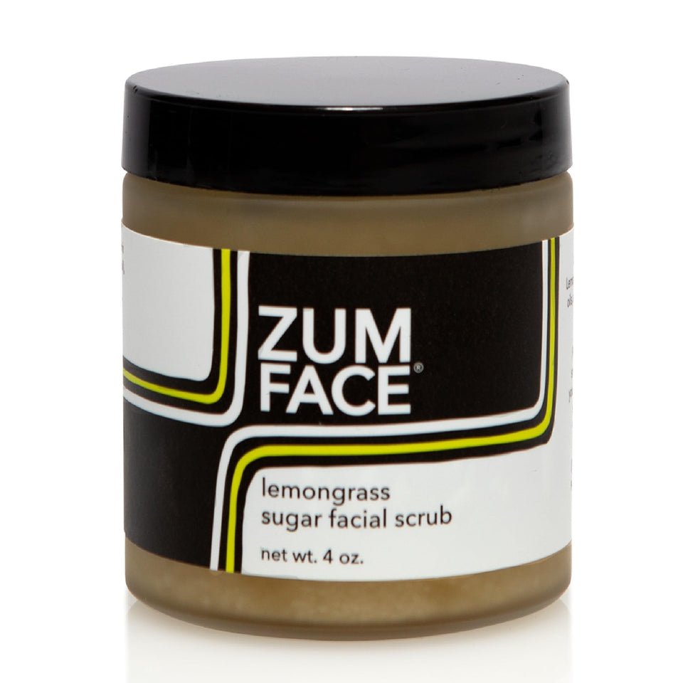 Zum front packaging showing jar and lemongrass scent for fresh exfoliation