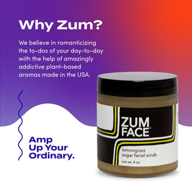 Zum product label with ingredient list and lemongrass graphics for transparency