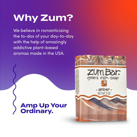 Zoomed label on Zum bar listing oils and goat milk, promoting ingredient transparency