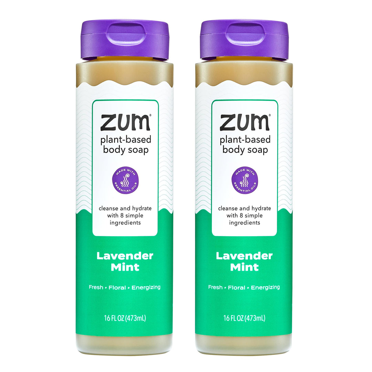 Zum bottle front packaging showing Lavender Mint and two-pack benefit