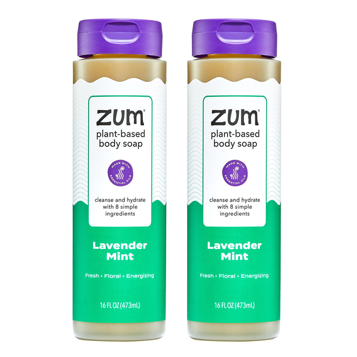 Zum bottle front packaging showing Lavender Mint and two-pack benefit