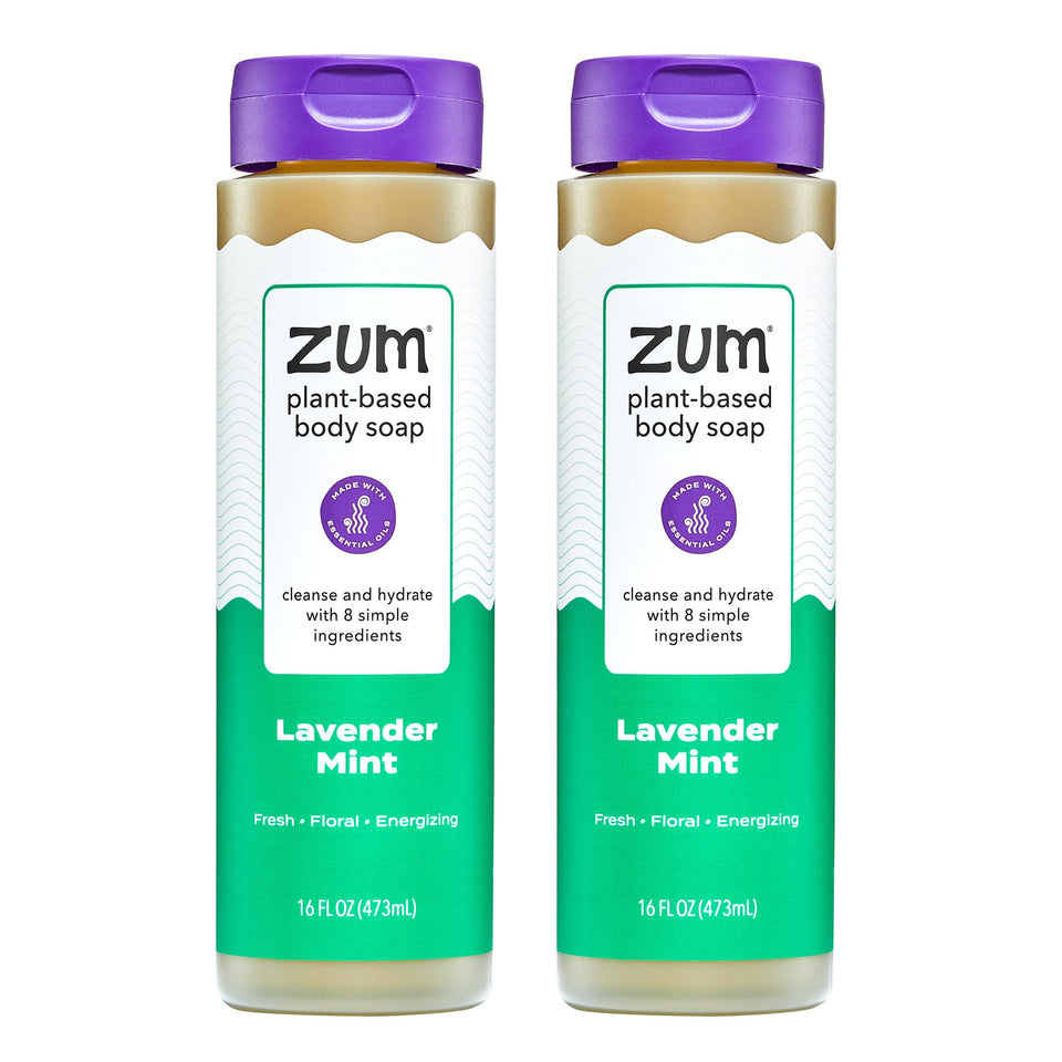 Zum bottle front packaging showing Lavender Mint and two-pack benefit