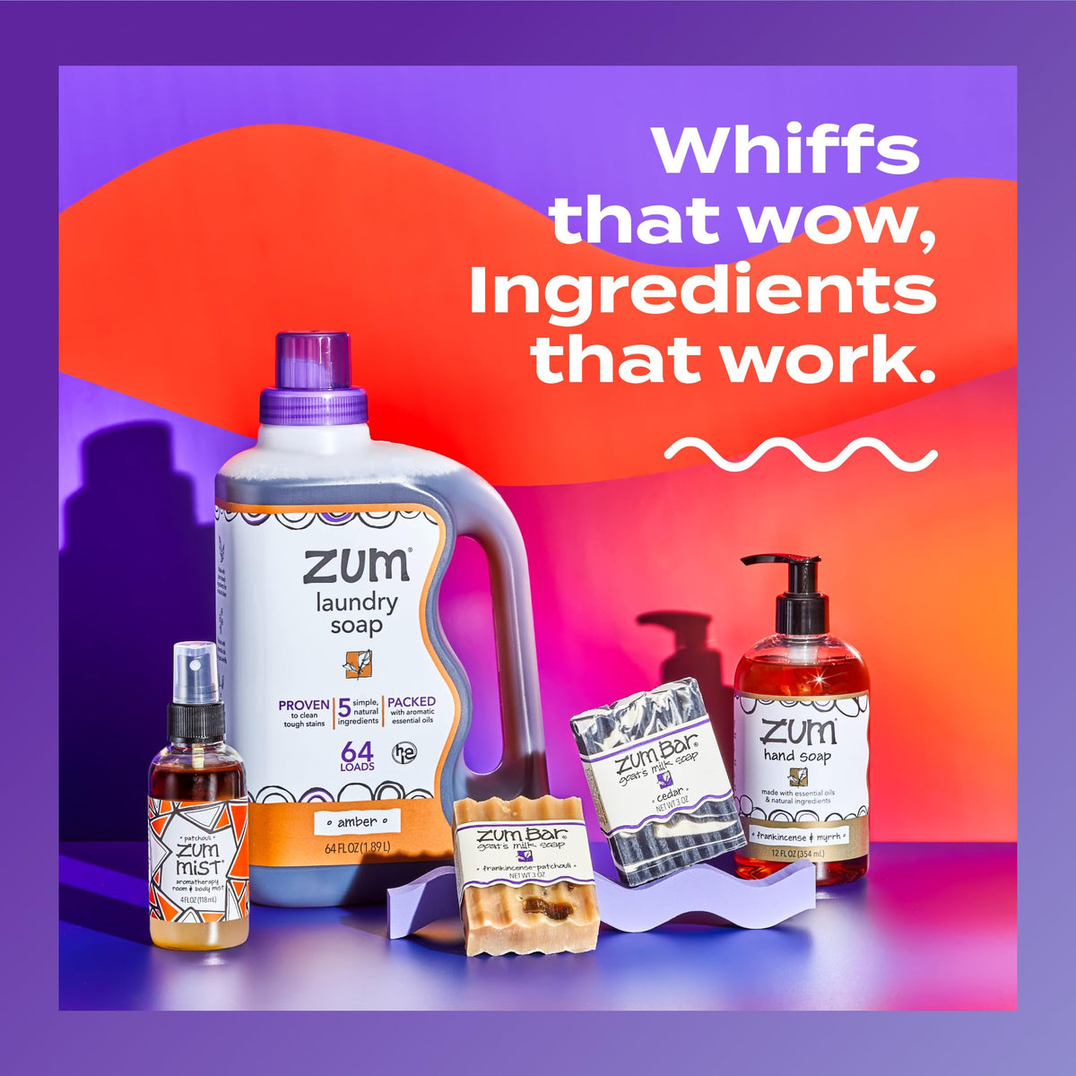 Zum bottle on bathroom counter in lifestyle setting suggesting routine refresh