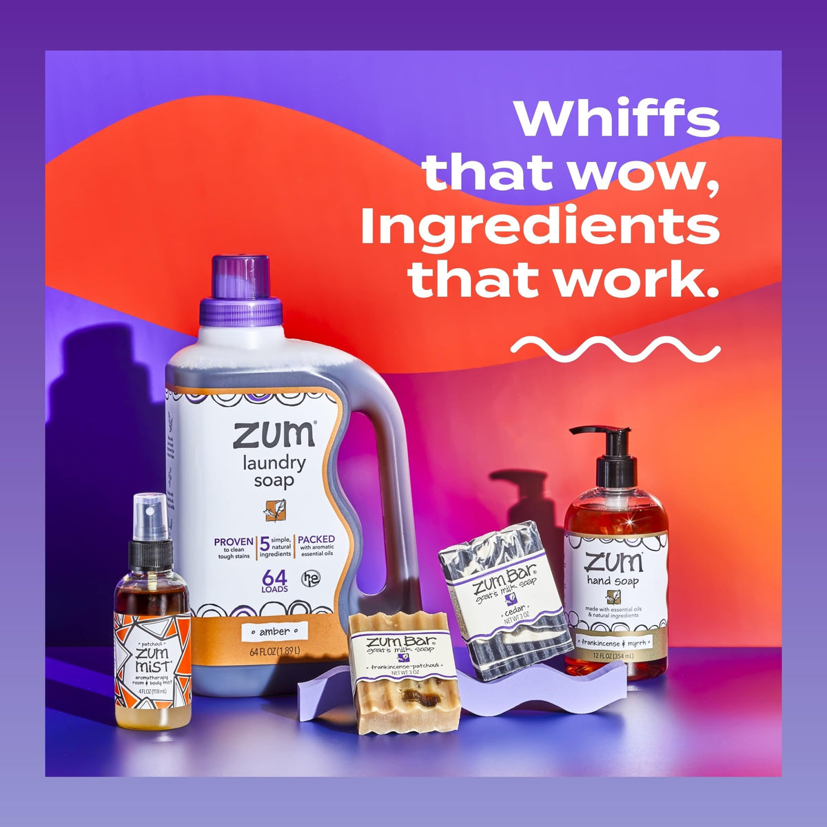 Zum on bathroom shelf styled with towels showing everyday ritual use