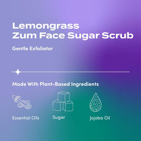 Zum close-up texture with sugar granules and oils revealing gentle polish