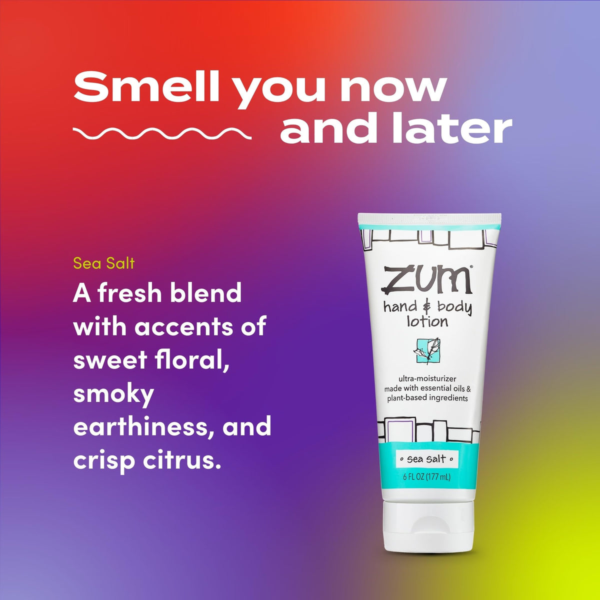 Zum close-up label detail highlighting ingredients and clean formulation benefit
