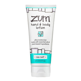 Zum front view of Sea Salt bottle showing sleek packaging and travel benefit