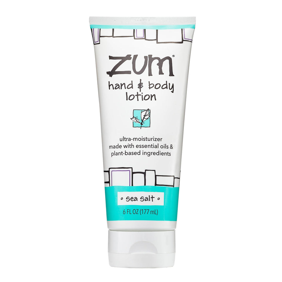 Zum front view of Sea Salt bottle showing sleek packaging and travel benefit