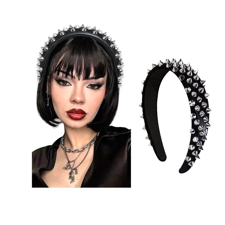 ZUYASEZ front view spiked headband shows bold punk look and instant edge